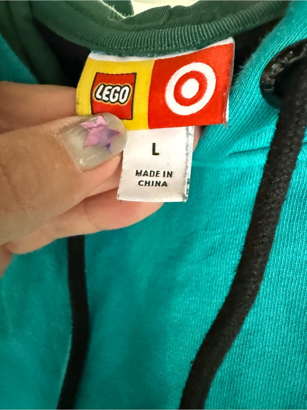 Lego Teal Hoodie with Black Drawstrings size L - Picture 3 of 3